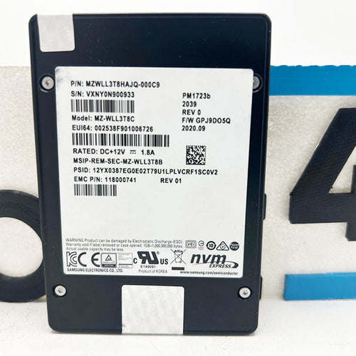 EMC MZWLL3T8HAJQ 3.84TB NVME GEN3 U.2 SAMSUNG PM1723B 2.5 SSD