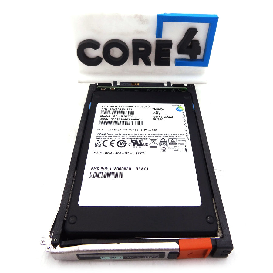 EMC 005052112 7.68TB 12G SAS UNITY 2.5 SSD (D3F-2SFXL2-7680)