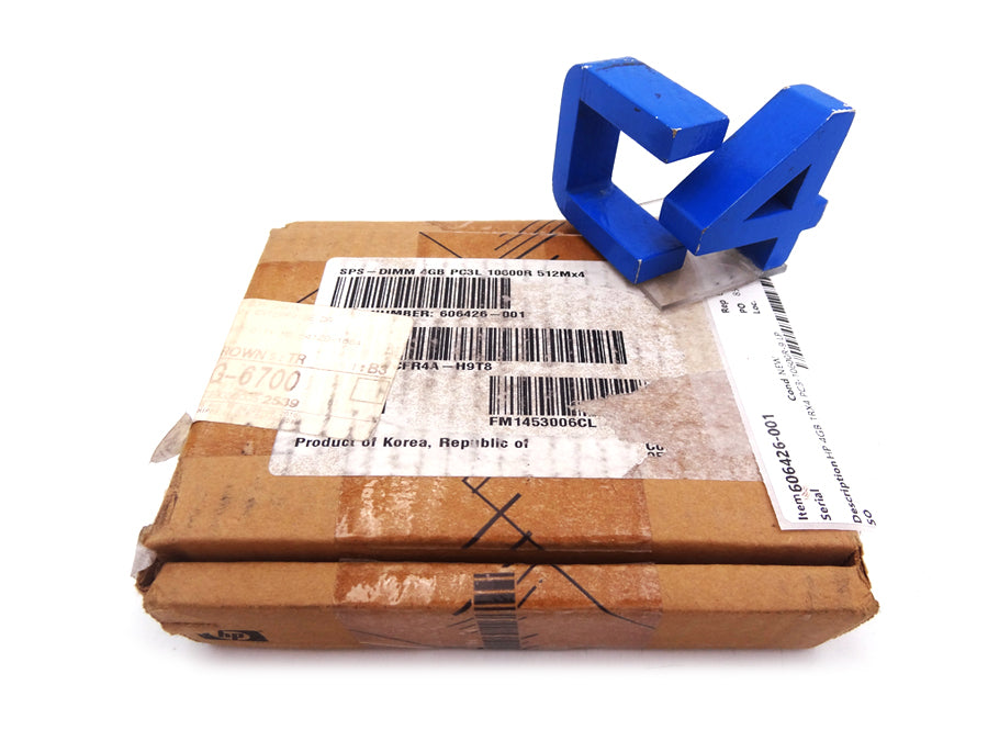 HP 606426-001 4GB 1RX4 PC3-10600R-9 LP *New Bulk* - 604504-B21, 605312-071