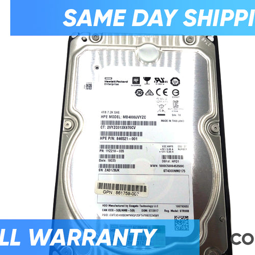 HP 862141-001 4TB SAS 12G MIDLINE 7.2K LFF - 861756-B21