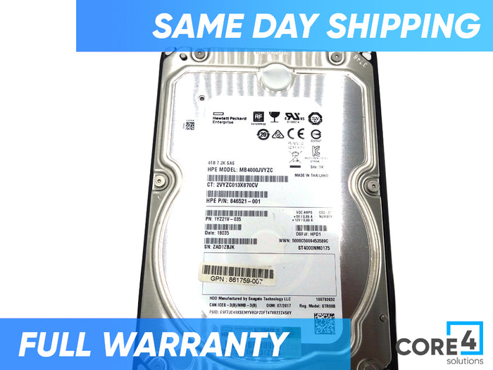 HP 862141-001 4TB SAS 12G MIDLINE 7.2K LFF - 861756-B21