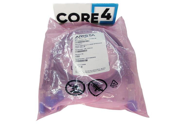 ARISTA CAB-Q-4S-100G-2M 100GB-CR4 QSFP to 4 x 25GB-CR SFP Copper Breakout Cable 2M