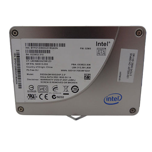 HP 583513-001 HP Intel 160Gb SATA 3G 2.5in SSD