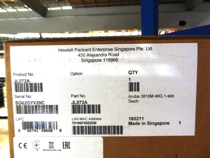 HP JL072A 3810-48G W/1 SLT SWITCH - JL072-61001