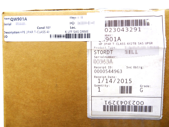 HP QW901A 3PAR T-CLASS 4X2TB 6G 7.2K LFF SAS DRIVE UPGRADE MAGAZIN