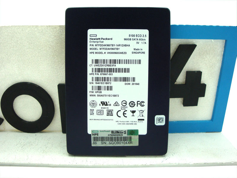 HP VK000960GWEZD HP 960GB SATA 6G 2.5 RI DS SC SSD HDD - VK000960GWEZD