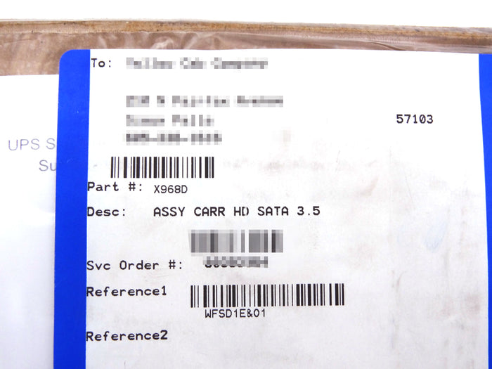 DELL X968D 3.5 HOT PLUG HARD DRIVE TRAY - F238F