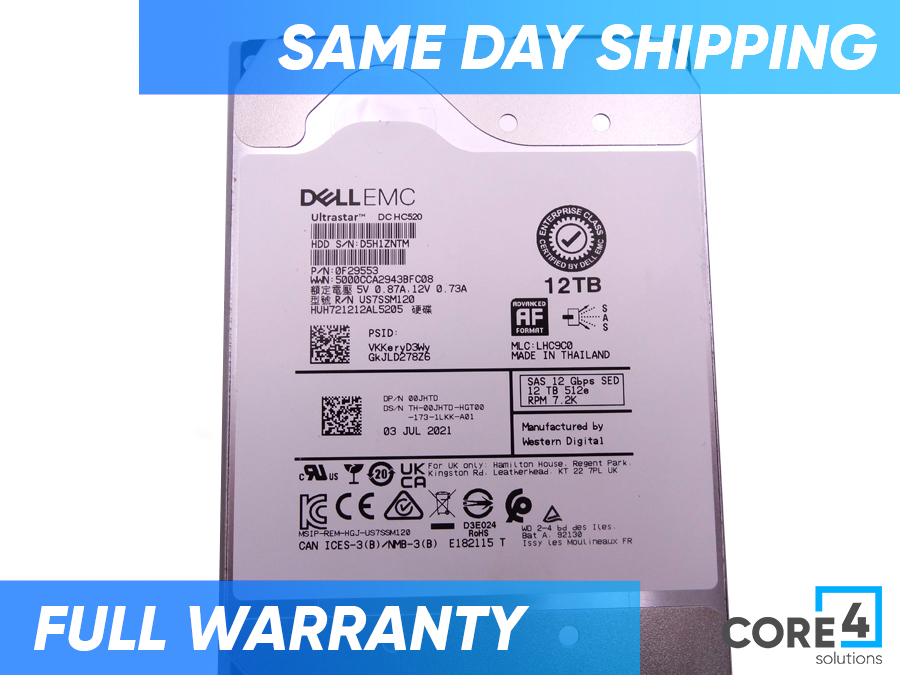 DELL 0JHTD 12TB 7.2K SAS 3.5IN 12G SED HDD