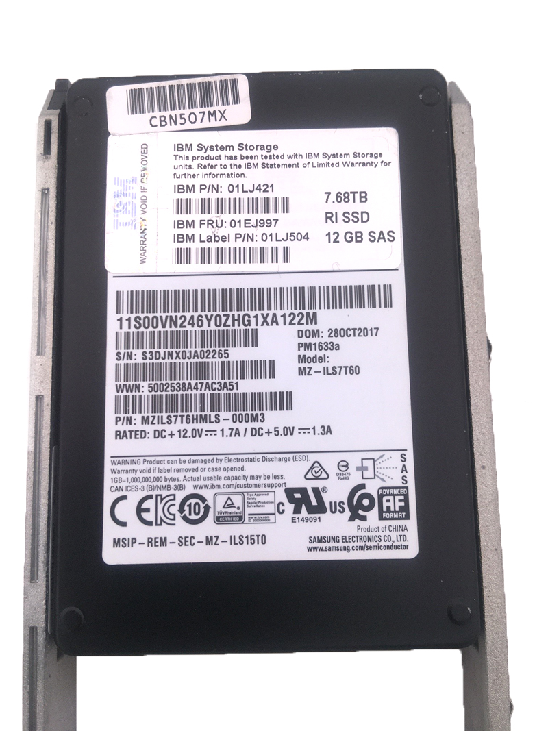 IBM MZILS7T6HMLS 7.68TB PM1633a SAS 12GBPS 2.5 SSD