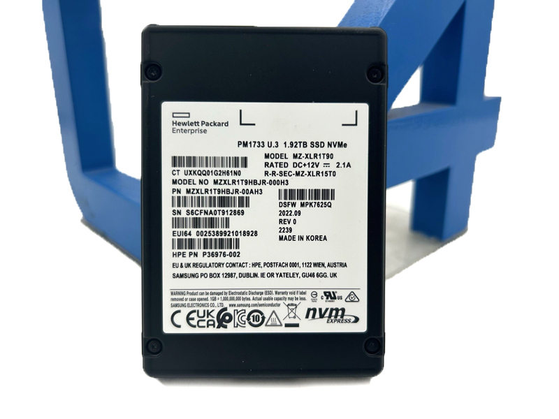 HP MZ-XLR1T90 1.92TB PM1733 SAMSUNG U.3 2.5 NVMe SSD