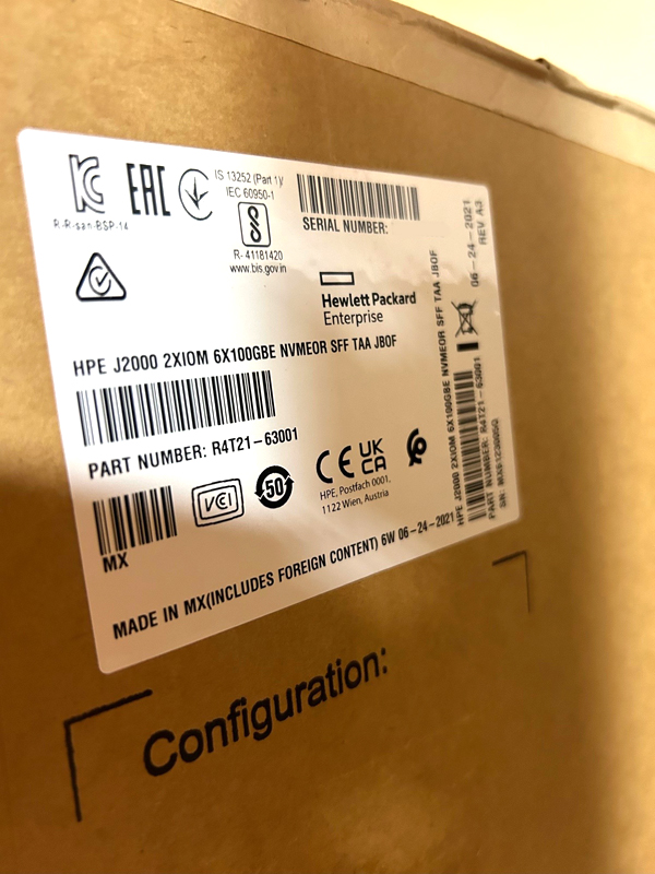 HP R4T21A HPE J2000 DUAL IOM 6X100GBE NVME-OF SFF TAA-COMPLIANT