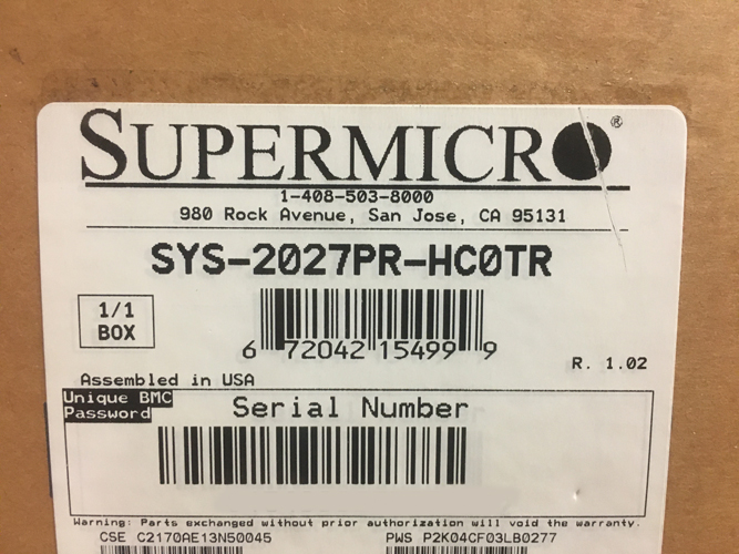 SUPERMICRO 2027PR-HC0TR 4-NODE X9 SYSTEM DP X540 10GBASE-T