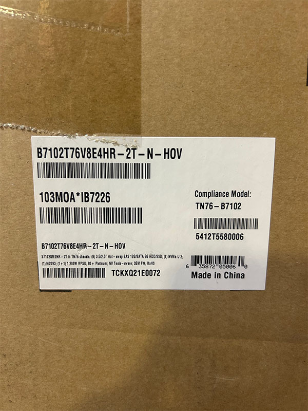 TYAN B7102T76V8E4HR-2T-N 2U 12x3.5 SATANVME DUAL XEON SCAL 2x GPU SERVER