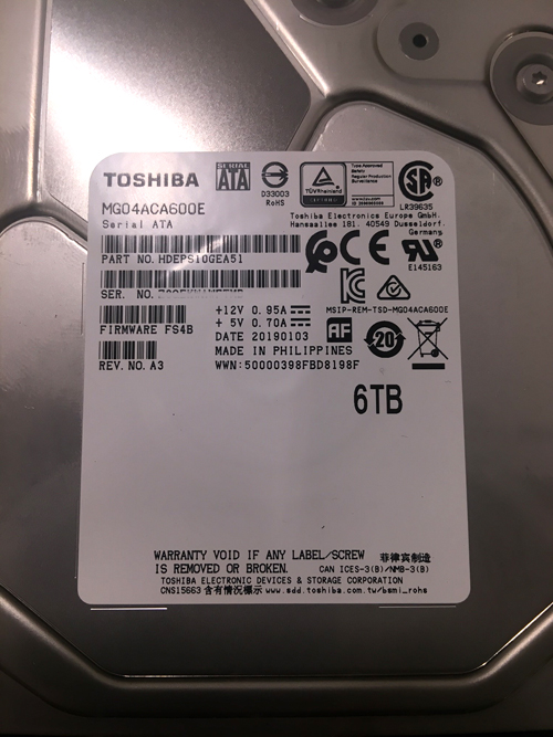 TOSHIBA MG04ACA600E 6TB 3.5 SATA 6GBPS ENTERPRISE HDD