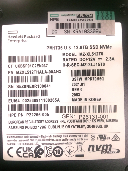 HP MZ-XL512T0 HPSAMSUNG 12.8TB PM1735 U.3 2.5 NVMe SSD