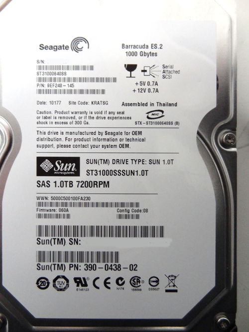 SUN 390-0438 Seagate ST31000640SS [ST31000SSSUN1.0T] (1TB - 7200 RPM - SAS Disk)