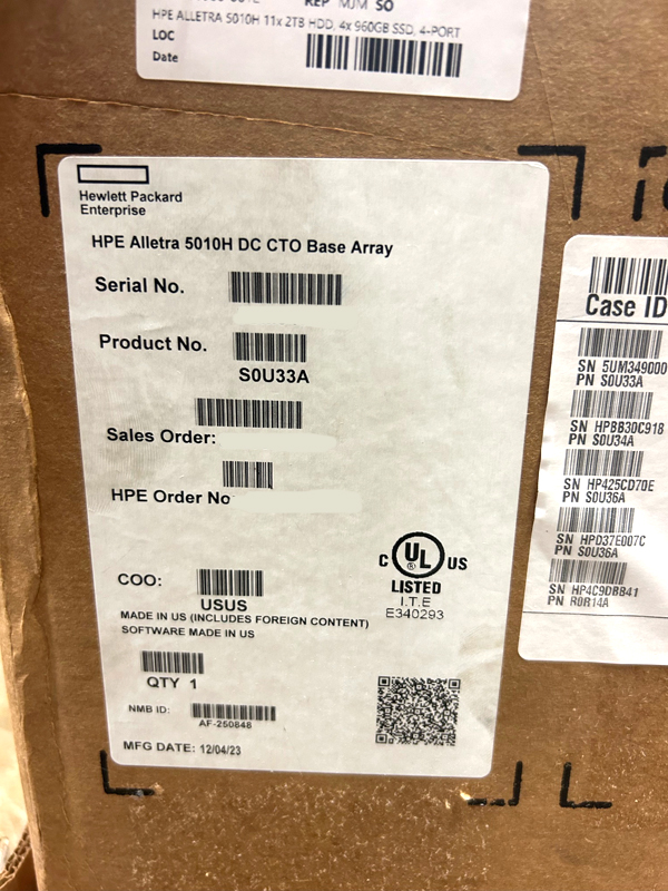 HP 5010H-QY-22T-3840F HPE ALLETRA 5010H 11x 2TB HDD, 4x 960GB SSD, 4-PORT 32GB FC