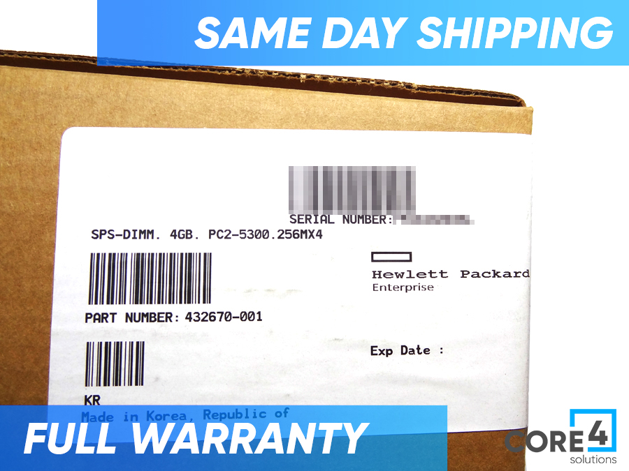HP 432670-001 4GB PC2-5300P MEMORY *New Bulk*