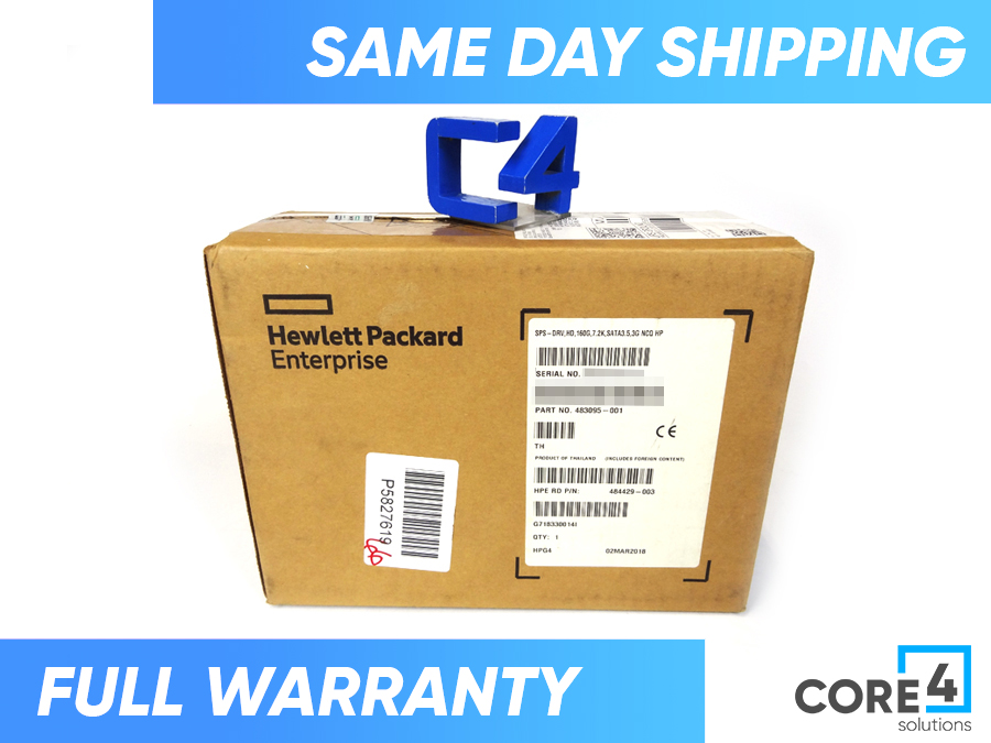 HP 483095-001 160GB 7.2K PLUG SATA *New Sealed* - 458945-B21, 459317-001, 397377-018