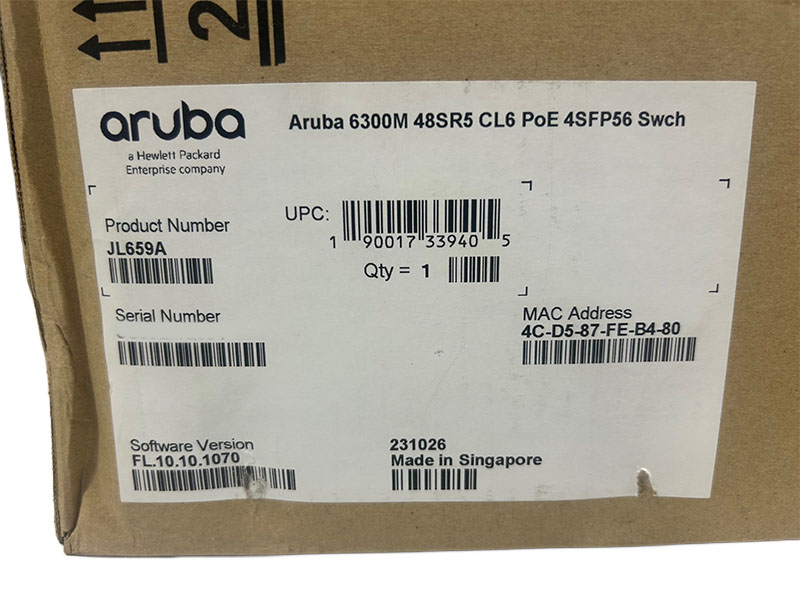 HP JL659A HPE Aruba 6300M 48SR5 CL6 PoE 4SFP56 Swc