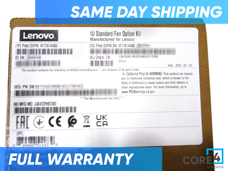 IBM 4F17A14488 1U standard fan option KIT *New Sealed*