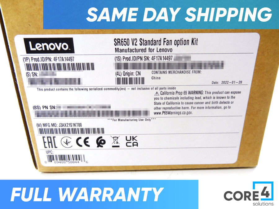 LENOVO 4F17A14497 TS standard fan option KIT (for SR650V2) *New Sealed* 