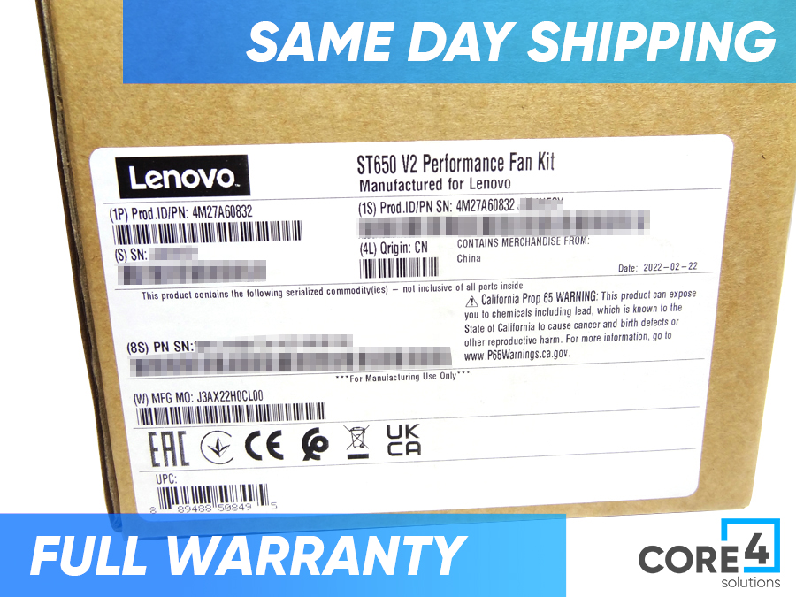 LENOVO 4M27A60832 TS Performance Fan KIT (for ST650V2) *New Sealed*