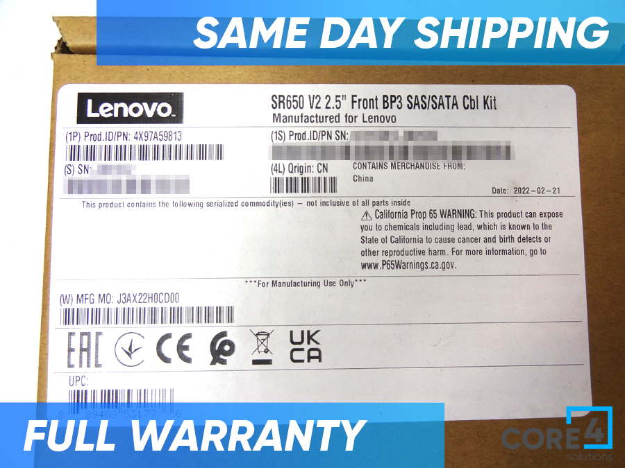 LENOVO 4X97A59813 2.5 type BP3 SAS/SATA cable/KIT (for SR650V2) *New Sealed*
