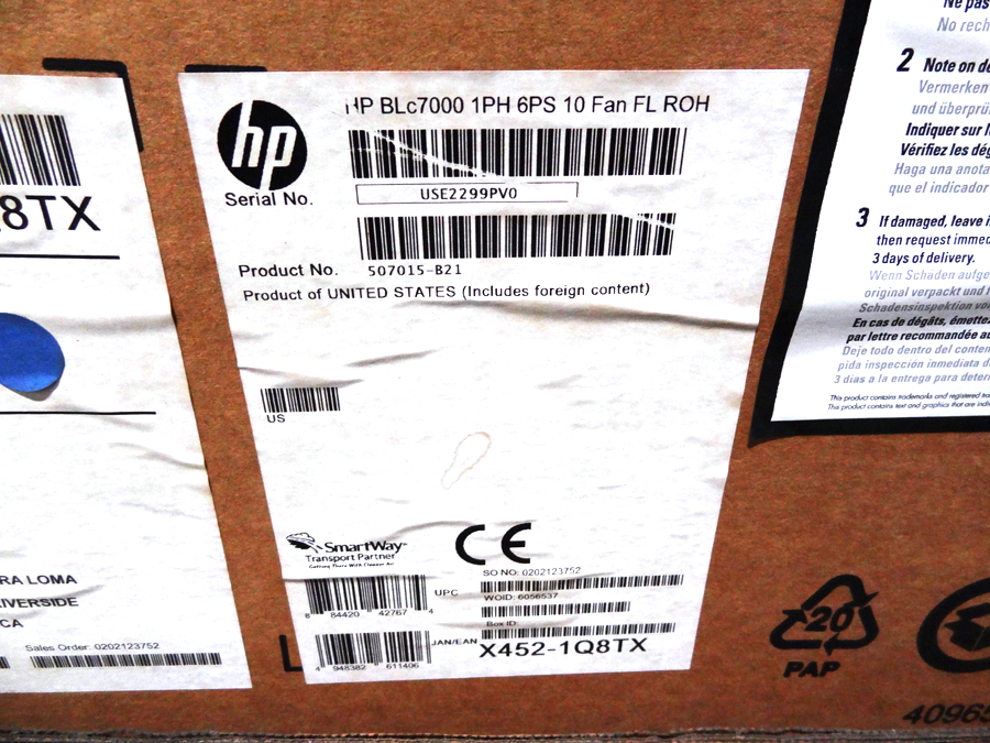 HP 507015-B21 HP BLC7000 1PH 6PS 10 FAN FL ROHS *New Sealed*