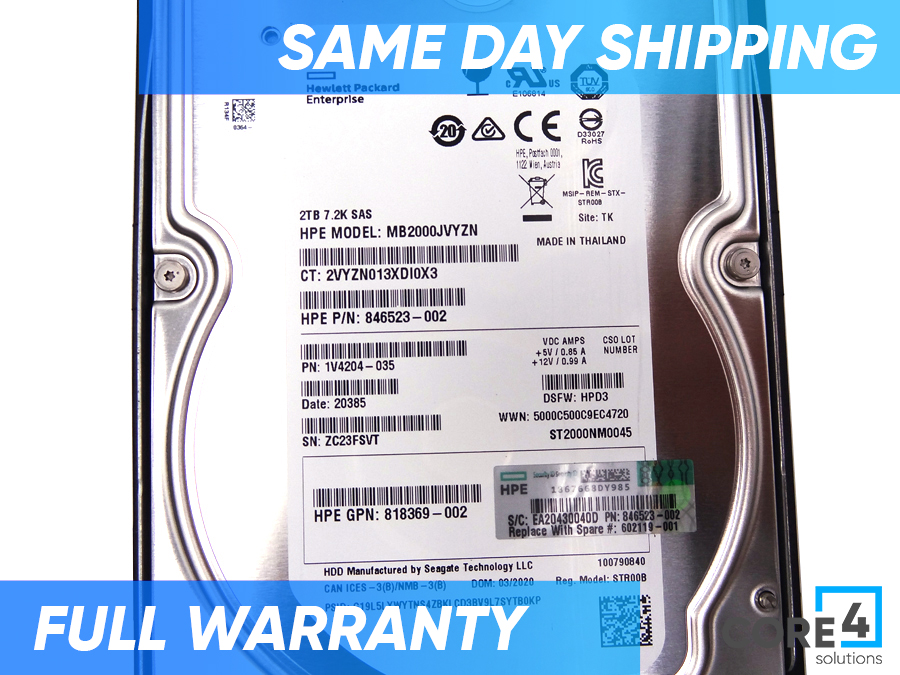 HP 602119-001 2TB 7.2K 6G LFF SAS M6612 HDD *New*- AW590A, 694536-001