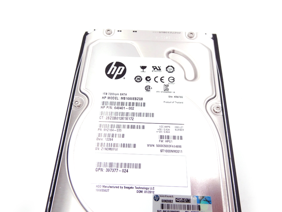 HP 610852-001 1TB 7.2K 3G SATA DISK DRIVE - 454146-B21, 637733-B21, 574025-B21