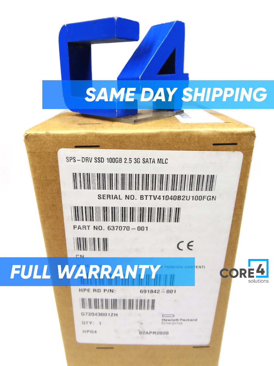 HP 637070-001 100GB 3G TR SATA MDL SSD *New Sealed* - 636593-B21