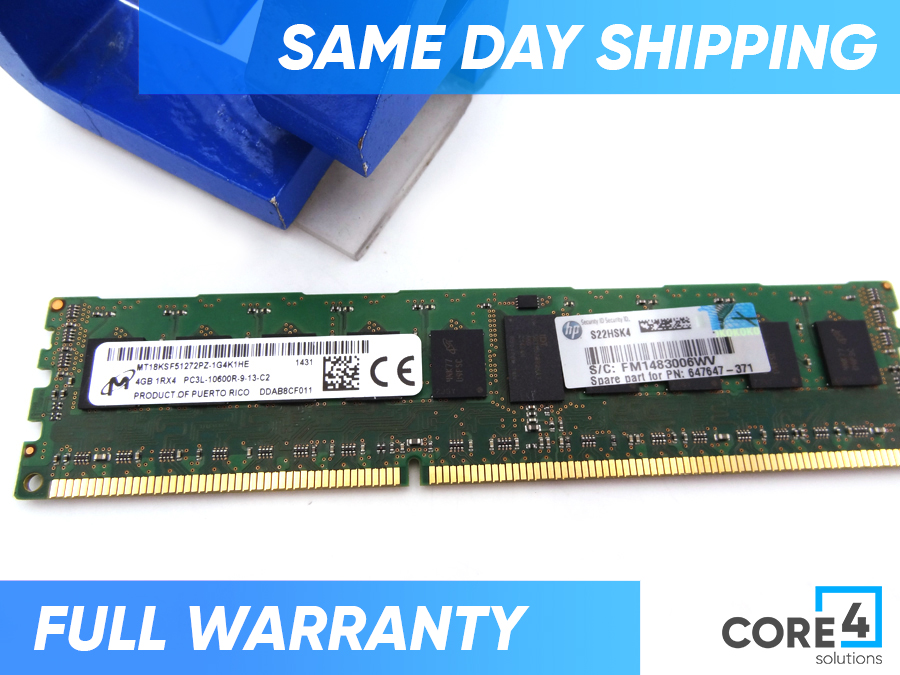 HP 647647-371 4GB 1RX4 PC3L-10600R-9 DDR3-133M
