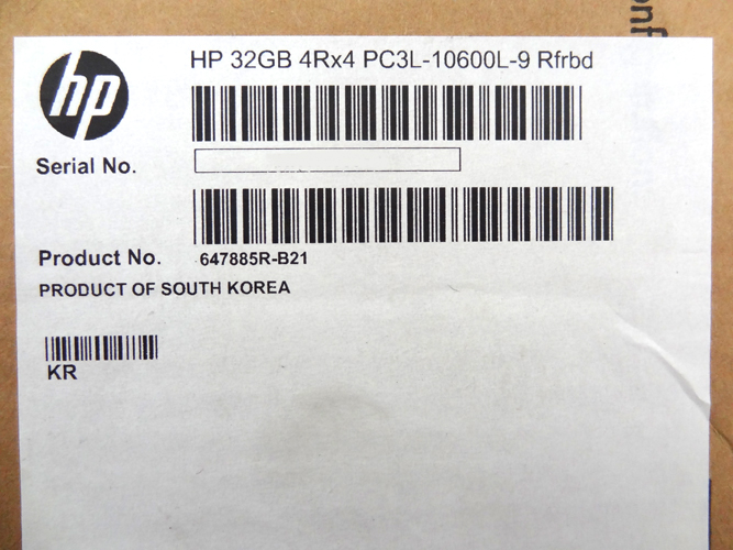 HP 647885-B21 HP 32GB (1X32GB) QRX4 PC3L-10600L - RENEW