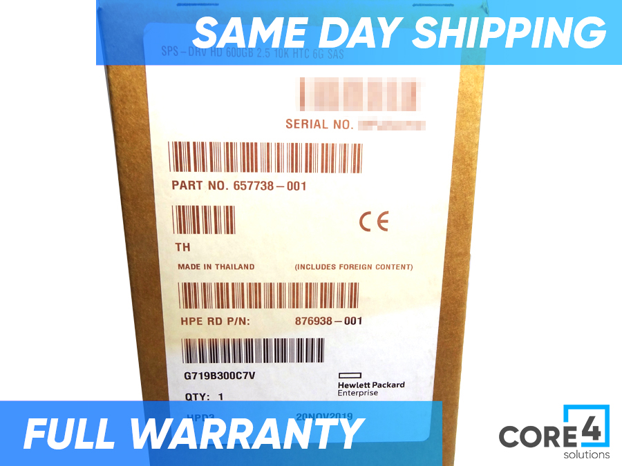 HP 657738-001 600GB SAS HD 10,000 RPM *New Bulk* 