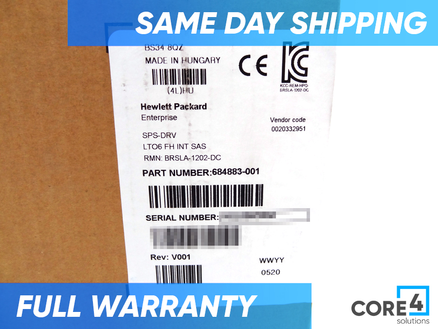 HP 684883-001 LTO-6 ULTRIUM 6650 INT TAPE DRIVE *New Bulk* - EH963A 