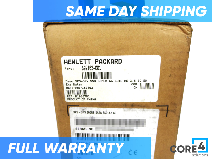 HP 692163-001 800GB 6G SATA SSD *New Sealed* - 691860-B21