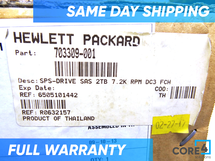 HP 703309-001 2TB 7200 DC3 SAS HARD DRIVE *New Bulk*