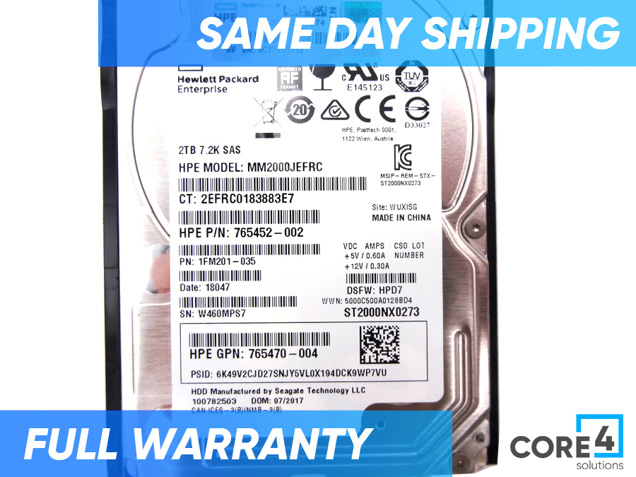 HP 765873-001 2TB 12G SAS 7.2K RPM SFF - 765466-B21