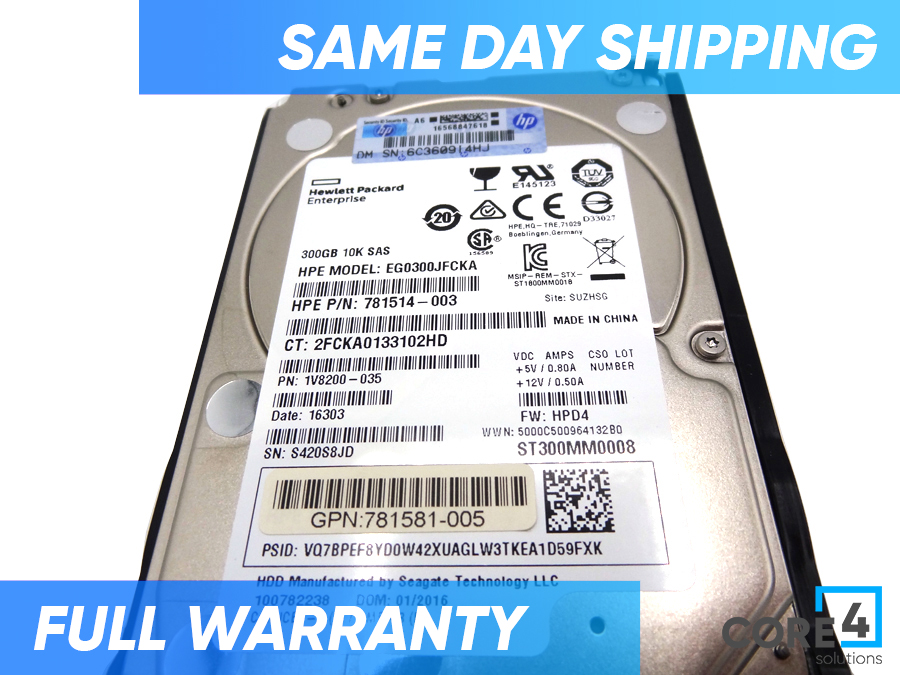 HP 785067-B21 300G 12G SAS 10K 2.5 ENT *New Sealed* - 768788-001, 785410-001, 846287-001, 781581-005 
