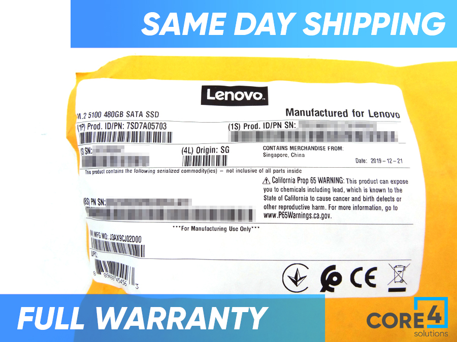LENOVO 7SD7A05703 M.2 5100 480GB SATA 6G SSD *New Sealed*