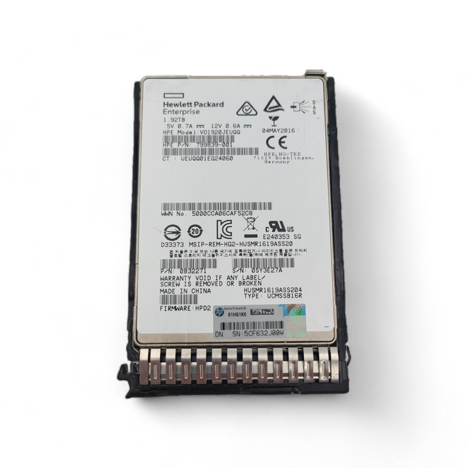 HP 802911-001 HPE 1.92TB SAS RI SFF SC SSD