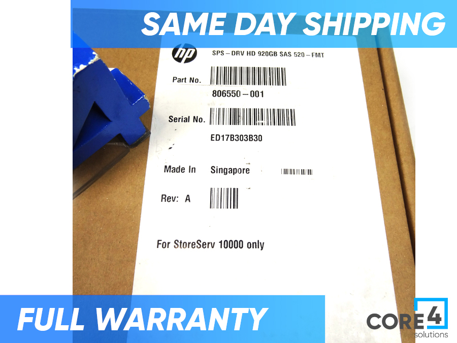HP 806550-001 920GB SAS 6G MLC 520 FMT DC4 VCH *New Sealed*