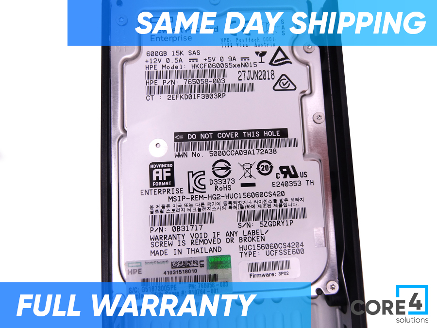 HP 810764-001 3PAR 8000 600GB SAS 15K SFF HDD *New Bulk* - K2P98A, K2P98B, 810876-001 