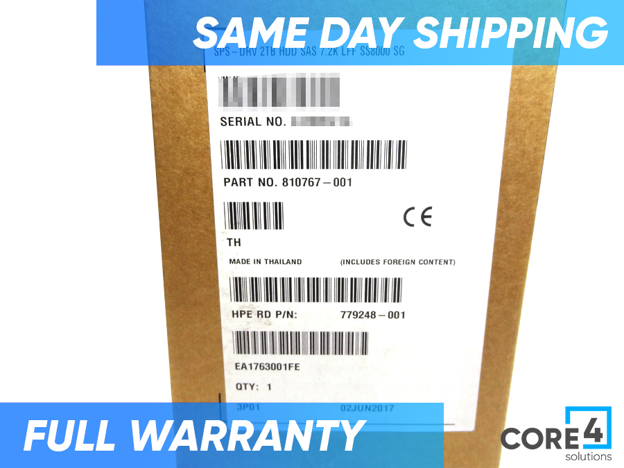 HP 810767-001 3PAR STORESERV 8000 2TB SAS *New Sealed* - K2P95A, K2P95B, 779248-001