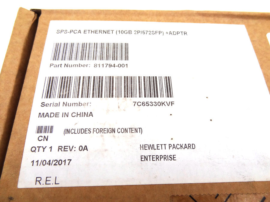 HP 811794-001 10GB 2-PORT 572SFP+ ADAPTER *New Sealed* - 789001-001, 789003-B21
