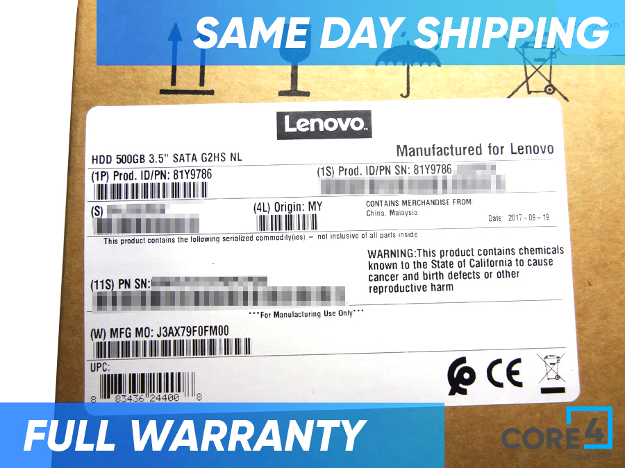 IBM 81Y9786 500GB 7200RPM 6GBPS SATA 3.5in HS HD - 81Y9787