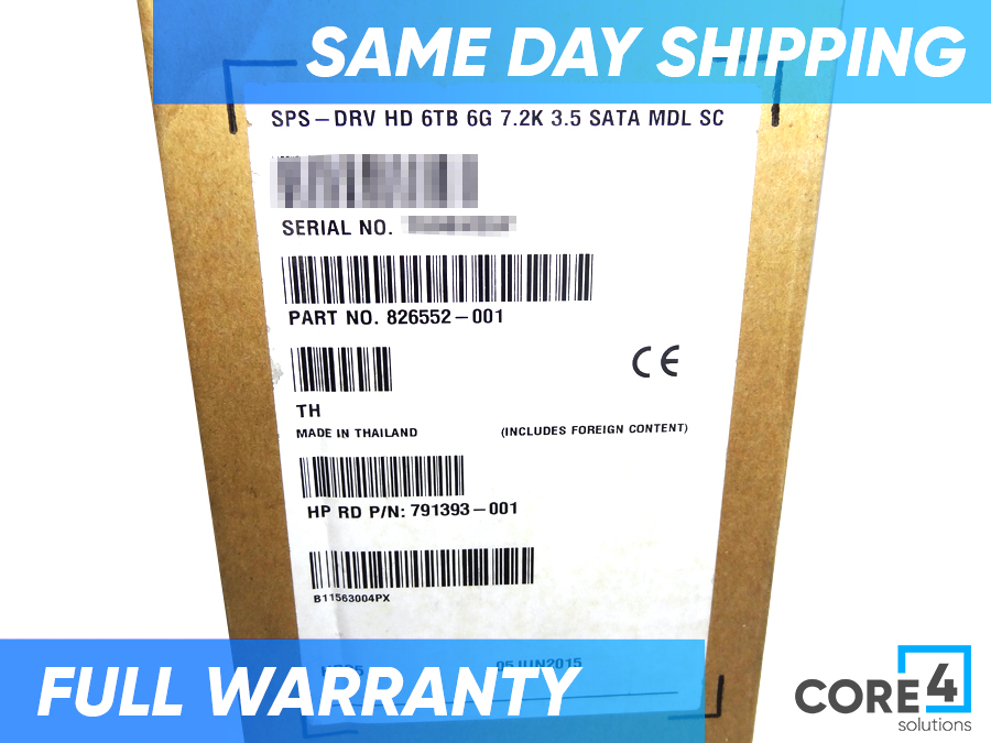 HP 826552-001 6TB 7.2K 6G SATA DISK DRIVE *New Open Box* - 791393-001, 793766-001