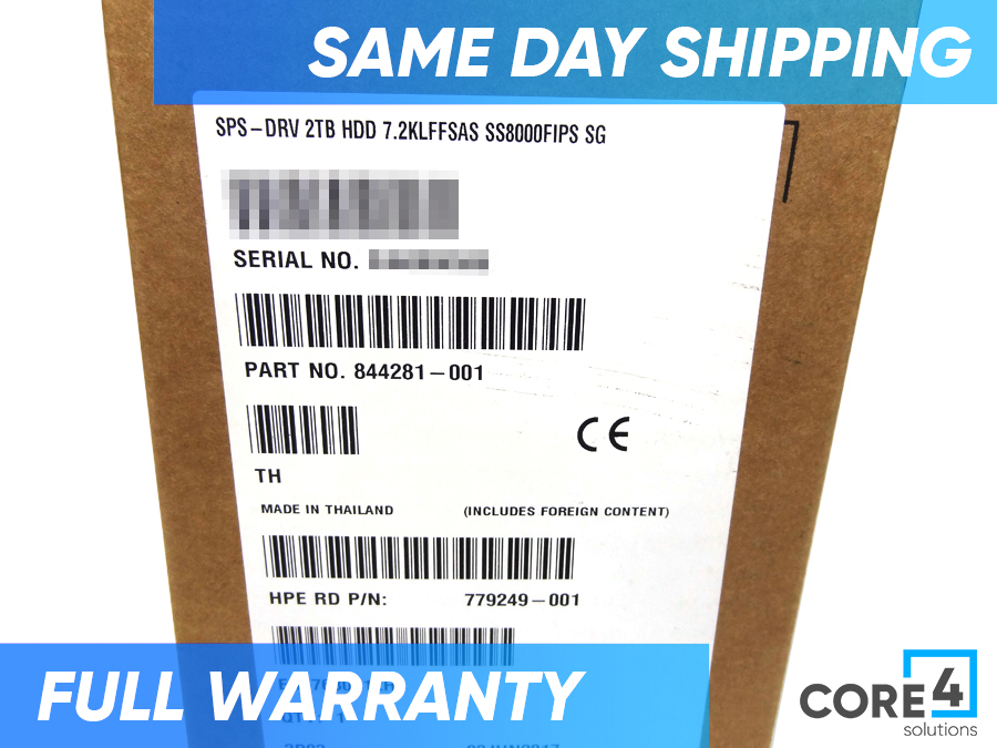 HP 844281-001 3PAR 8000 2TB SAS 7.2K FIPS HDD *New Sealed* - N9Y04A