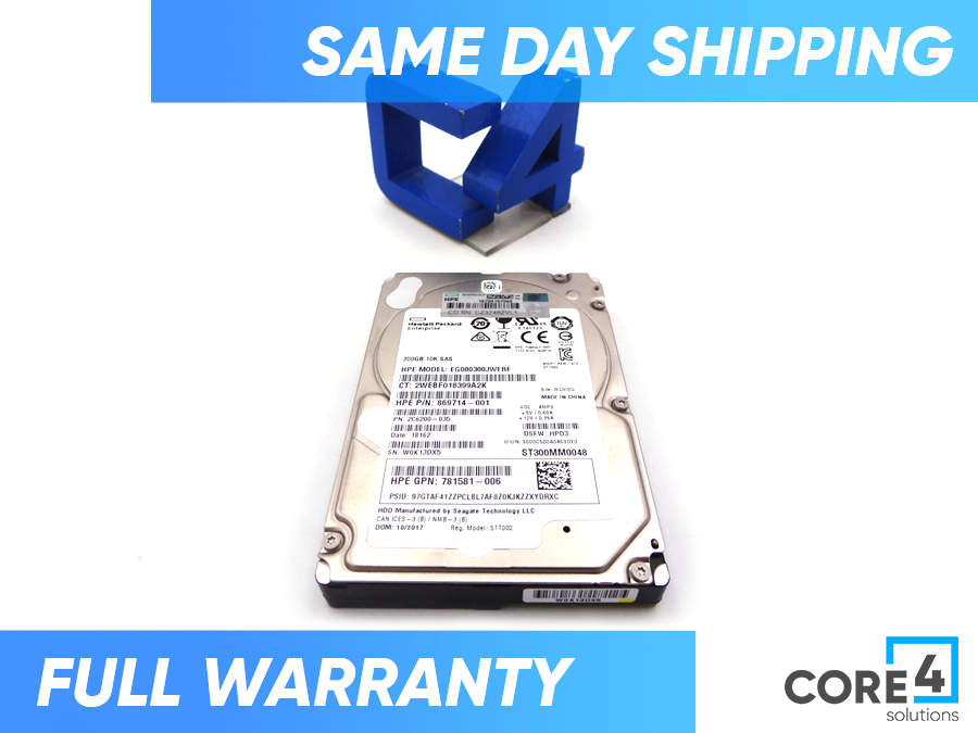 HP 869714-001 HPE 300GB SAS DS 10K HDD - 872735-001